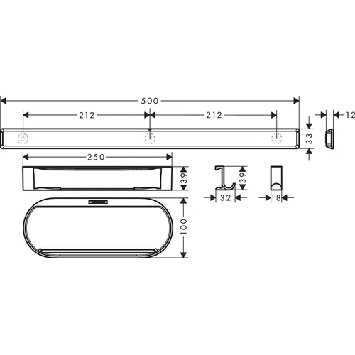 Hansgrohe WallStoris 27967700 baltas matinis vonios aksesuarų rinkinys image 2