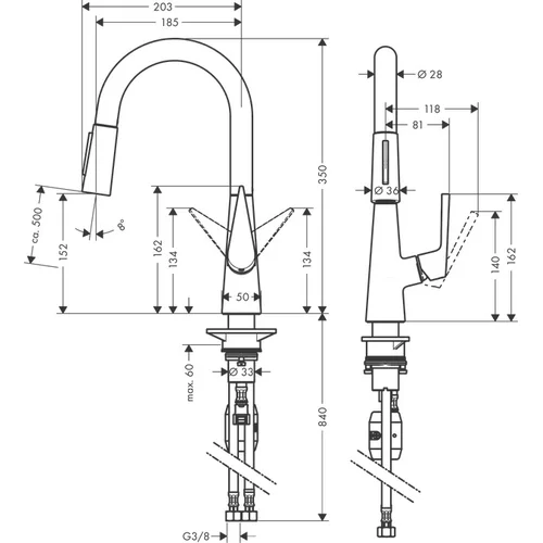 Hansgrohe Talis M51 72815000 Virtuvinis maišytuvas su ištraukiama žarna image 2