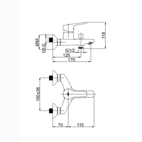 Rubineta UNO-10 (BK2) Juoda vonios maišytuvas image 2