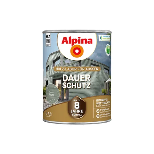 ALPINA Dauer Schutz Medienos impregnantas, 2,5 l, Pilka image 1
