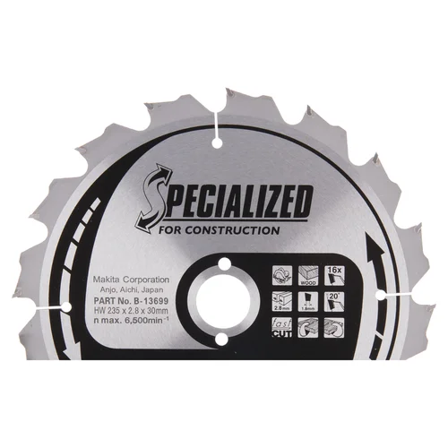 SPECIALIZED T.C.T. pjūklas 235X2.8X30mm 20° T16 Makita B-13699 image 1