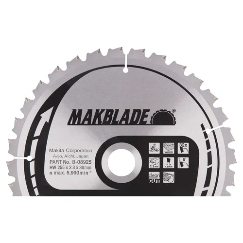 Makita B-08925 MAKBLADE 255X2.3X30mm 5° T32 image 1