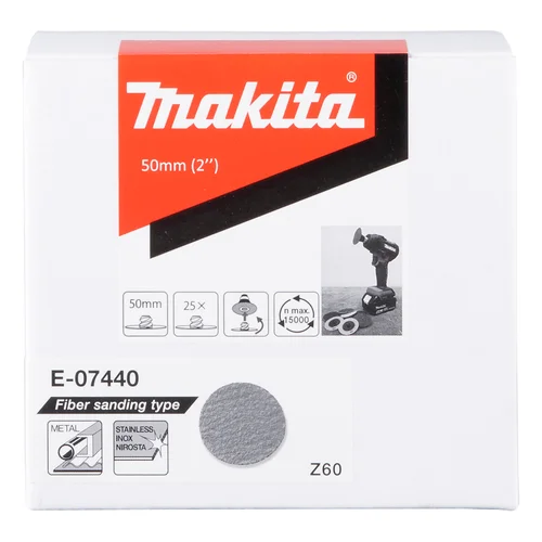 Makita E-07440 Fibro šlifavimo diskas, Ø50 mm, Z60, 25 Vnt./Komplektas image 2