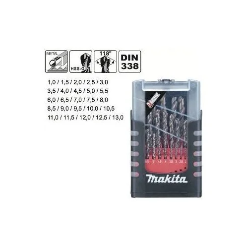 Makita Grąžtų komplektas 25 vnt. (1-13 mm) metalui HSS-G D-50457 image 2