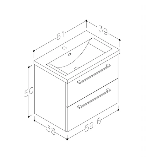 Apatinė spintelė su praustuvu SCANDIC 61 cm balta 15112311 image 2