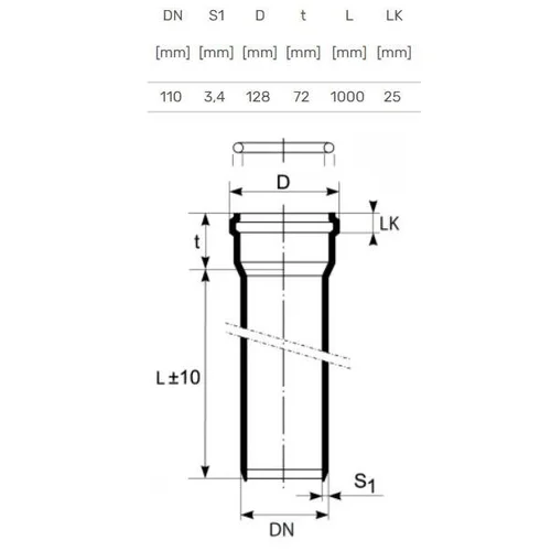 Magnaplast Ultra dB Vidaus kanalizacijos vamzdis Ø110 mm 1 m image 2