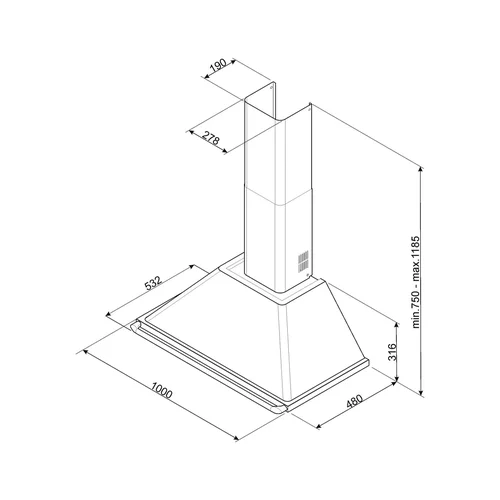 Smeg KT100GRE Kamino tipo sieninis 100 cm Pilka image 3
