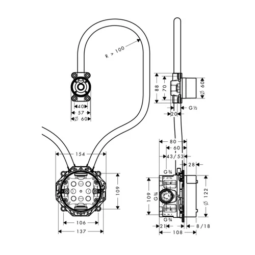 Potinkinė maišytuvo dalis Hansgrohe 16180180 image 2