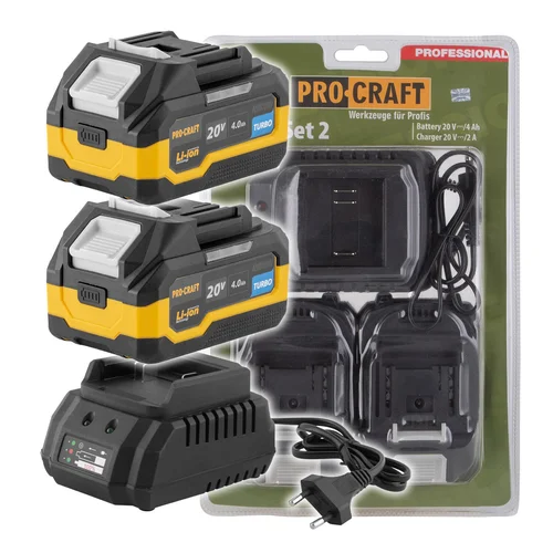 ProCraft PBC-Set 2 akumuliatorių ir įkroviklio komplektas 20V, 2x4.0Ah image 1
