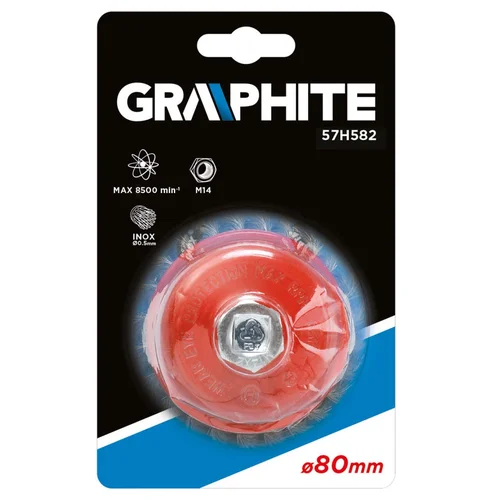 GRAPHITE Metalinis šepetys 80 mm x M14, nerūdijanti viela image 2