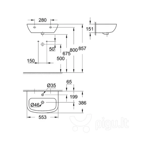 Grohe Bau Ceramic Praustuvas 39440000, 553 x 386 mm image 2