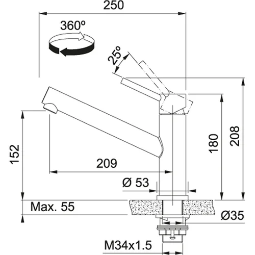 Maišytuvas plautuvei Franke Orbit, 115.0569.290 nerūdijančio plieno image 2