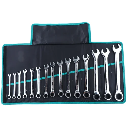 CHANGLU TOOLS Kombinuotų raktų su terkšle rinkinys 15vnt (8–24 mm) image 1