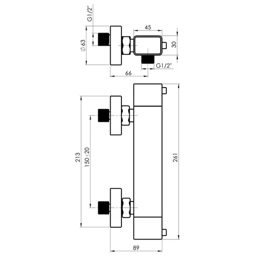 Rubineta Thermo-12 SQ H2S0008 Termostatinis dušo maišytuvas image 3