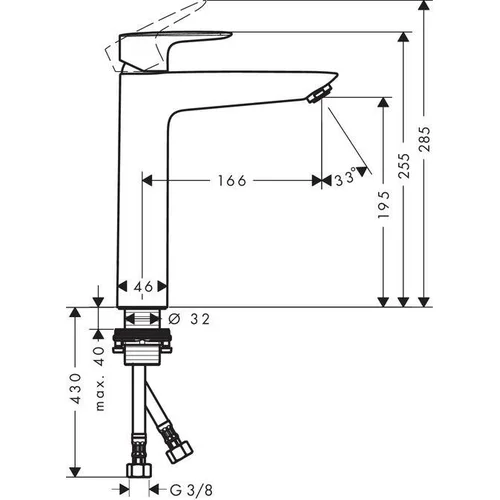 Hansgrohe MySport 71112000 Chromo praustuvo maišytuvas image 2