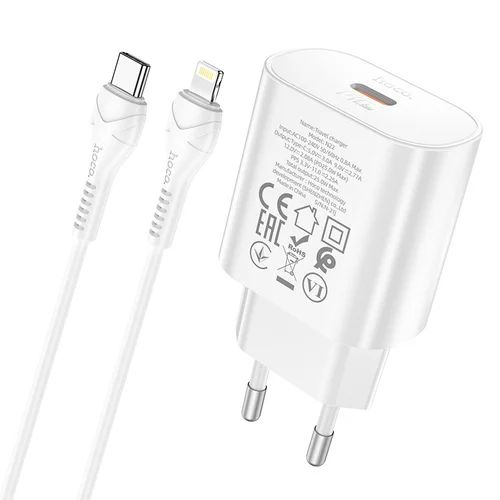 Hoco N22 PD25W įkroviklis baltos spalvos su Lightning kabeliu image 2