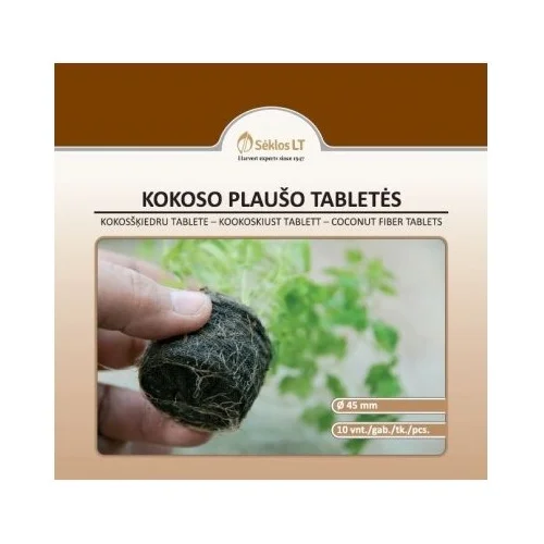 Kokoso plaušo tabletės, 45mm 10vnt image 1