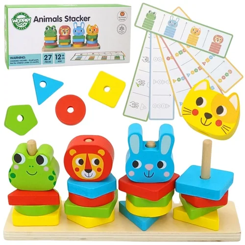 WOOPIE GREEN Montessori Piramidinė Dėlionė Gyvūnai image 1