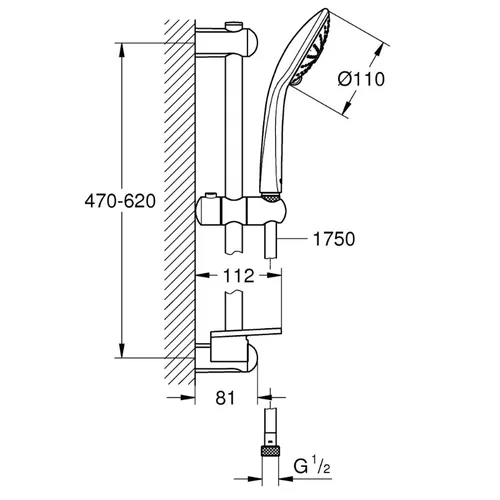 Grohe Euphoria 110 Massage dušo komplektas 600 mm Chromo image 3