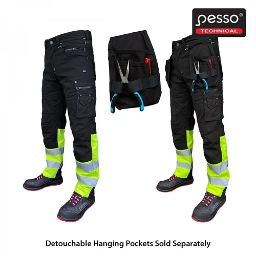 Darbo kelnės PESSO KDCJG iš Canvas audinio, juodos su geltona - 62 image 3