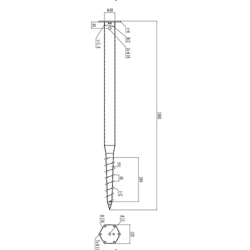 M tipo sraigtinis polis 68x1000x1.8 mm M12 image 3
