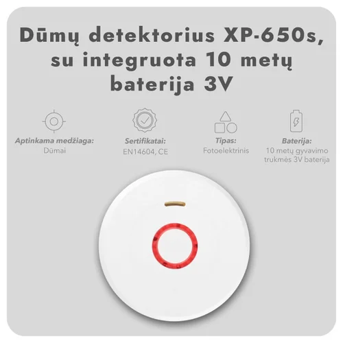 XP-650s Dūmų detektorius su 10 metų baterija 3V image 2
