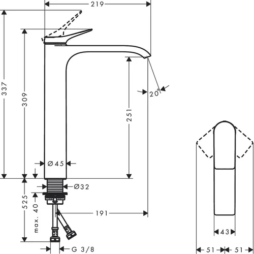 Hansgrohe Vivenis 75042000 Praustuvo maišytuvas Chromo image 3