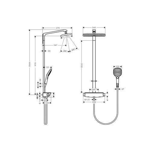 Hansgrohe Raindance E 27286400 dušo komplektas su termostatu image 2