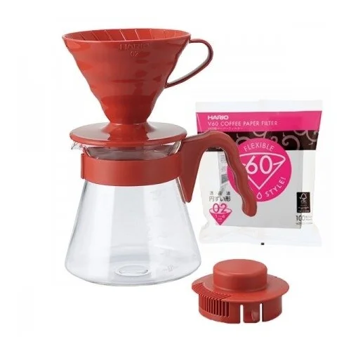 Hario V60-02 raudonas 600 ml kavos rinkinys image 1
