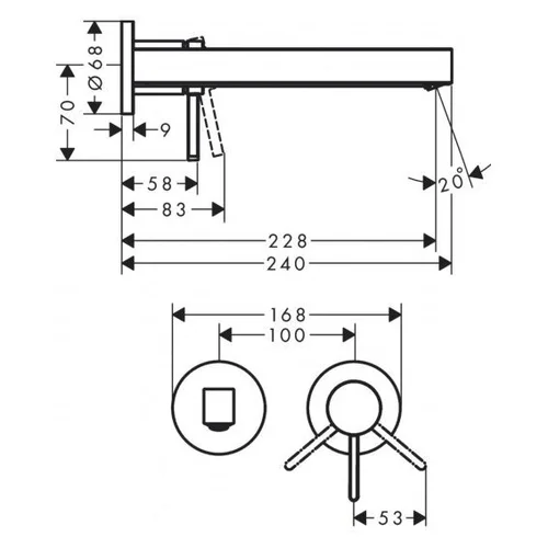 Hansgrohe Finoris 76051670 potinkinis praustuvo maišytuvas, juodas matinis image 2