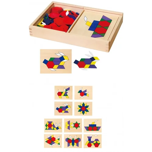 „Viga Toys“ Medinės geometrinės mozaikos dėlionės blokai, 148 dalių image 1