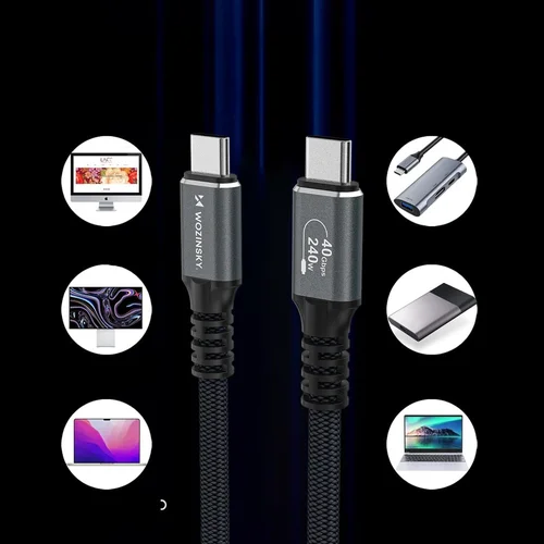 Wozinsky WPS-UY41S USB-C Thunderbolt 4 kabelis 240W 1.0m Juoda image 3
