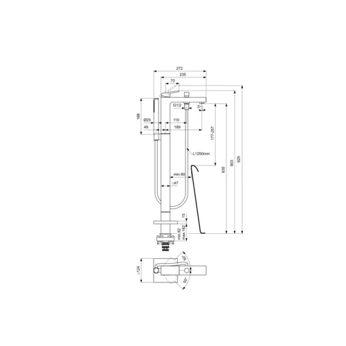 Ideal Standard EXTRA BD520A5 grindinis vonios maišytuvas Pilka image 3