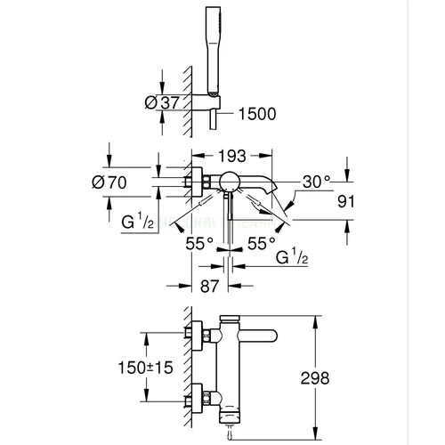 GROHE Essence 336282431 Vienos svirties vonios maišytuvas, matinė juoda image 2