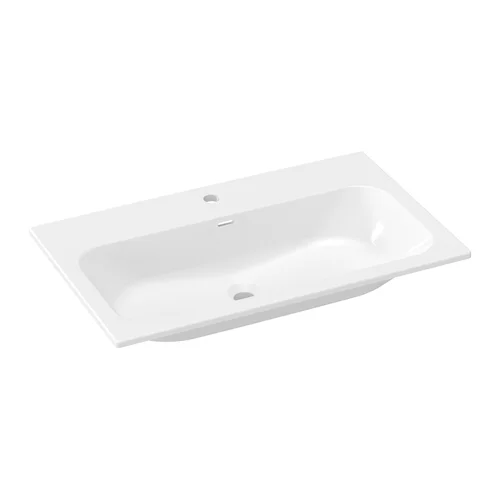 Keraminis praustuvas Chrome Slim 70, su skyle maišytuvui ir perpildymui, Baltas image 2