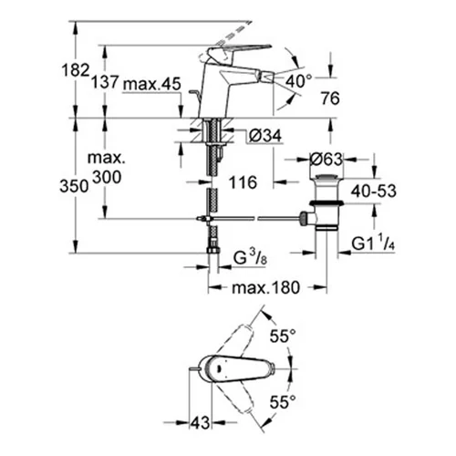 Grohe Eurodisc Cosmopolitan bidė maišytuvas image 2