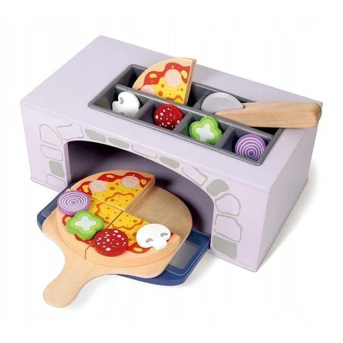 EcoToys Žaislinė picos krosnelė, balta/pilka image 1