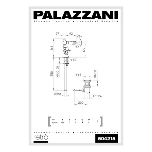 Palazzani Retro Bidė maišytuvas 166 mm image 2