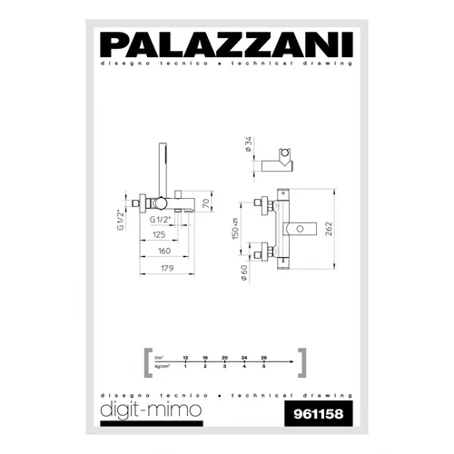 Palazzani Digit Termostatinis maišytuvas voniai ir dušui Chromas blizgus image 2