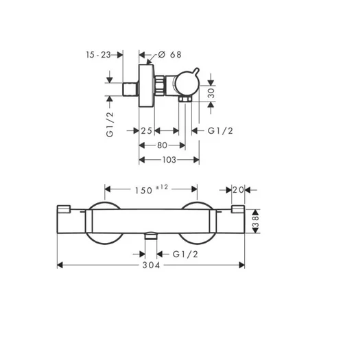Hansgrohe Ecostat Comfort virštinkinis termostatinis dušo maišytuvas juoda matinė image 2