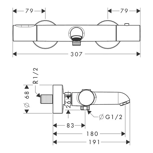Hansgrohe Axor Citterio M 34435800 Termostatinis vonios/ dušo maišytuvas image 2