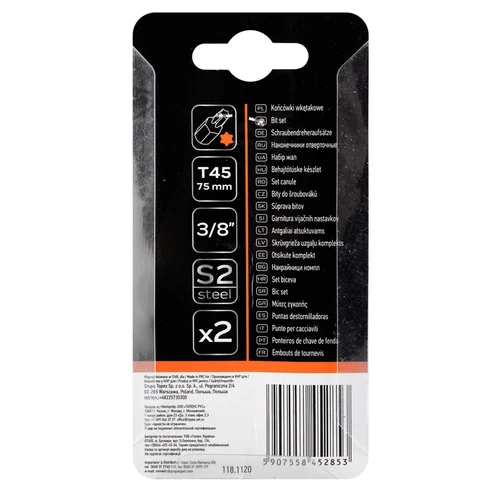 NEO TORX Antgaliukai T45 x 75 mm, S2 plienas, 2 vnt image 3