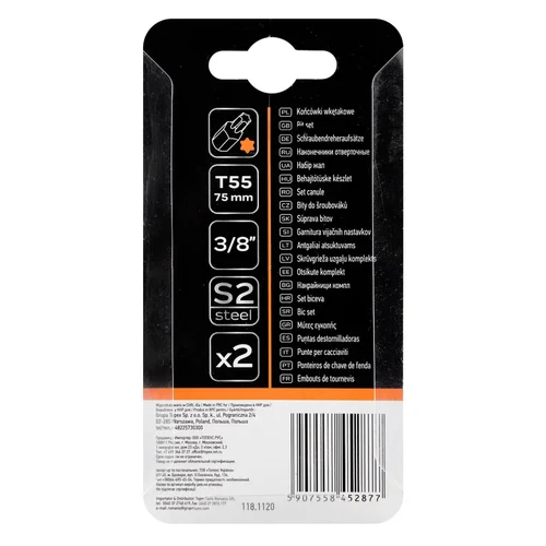 NEO TORX Antgaliukai T55 x 75 mm, S2, 2 vnt image 3