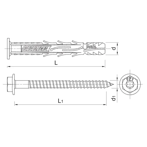 Rawlplug Torx R-P3-FF1-N-10K200 kaištis 10x200 mm image 2