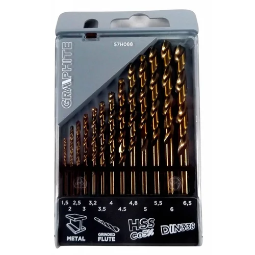 GRAPHITE Grąžtų komplektas HSS-Co 1.5-6,5 mm / 13 vnt. image 2