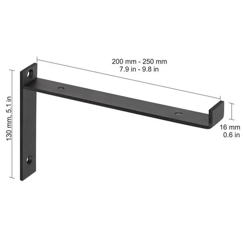 Dolle Lip lentynos laikiklis, 200x130 mm, Juoda image 2