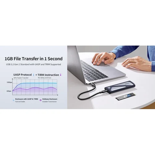 Ugreen CM400 M.2 NVMe USB-C 3.1 Gen2 korpusas Juodas image 3