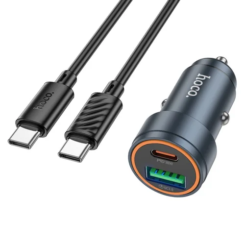 Hoco Z57A 30W automobiliinis įkroviklis USB-C/USB-A pilkas image 2