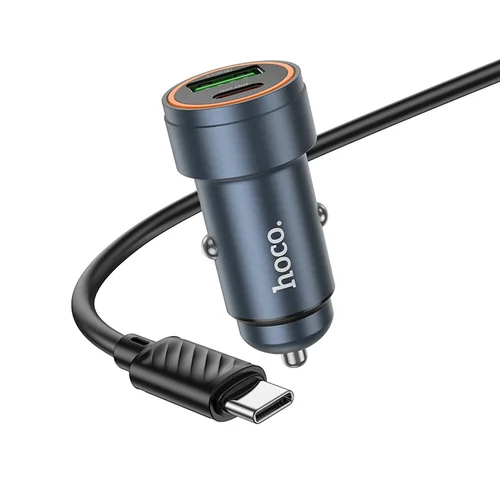 Hoco Z57A 30W automobiliinis įkroviklis USB-C/USB-A pilkas image 3