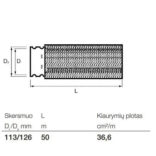 Wavin rievėtas drenažo vamzdis su geotekstile Ø 113/126 mm, 1 m image 3